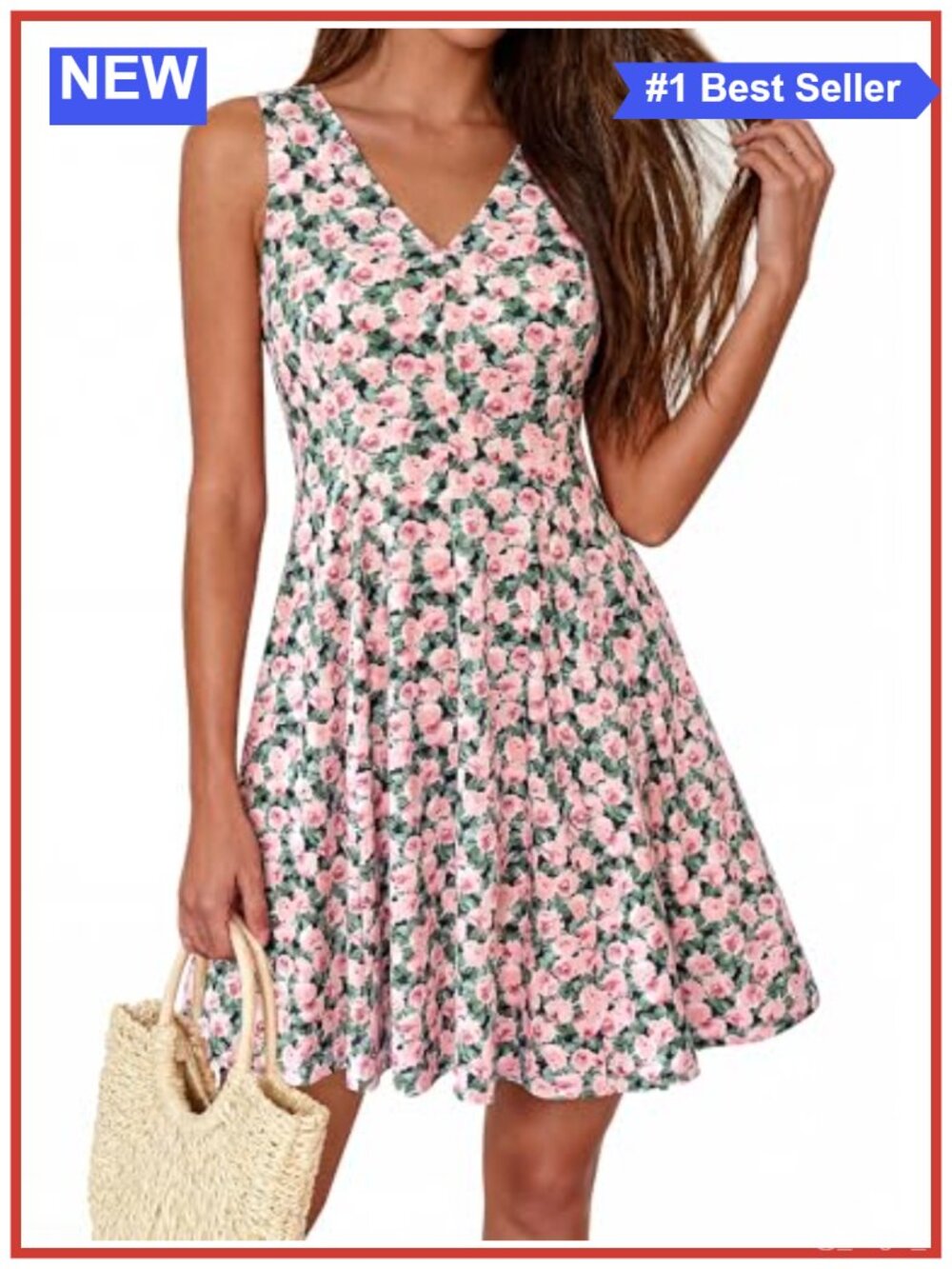 Floral Knit A-Line Mini Dress with Pockets